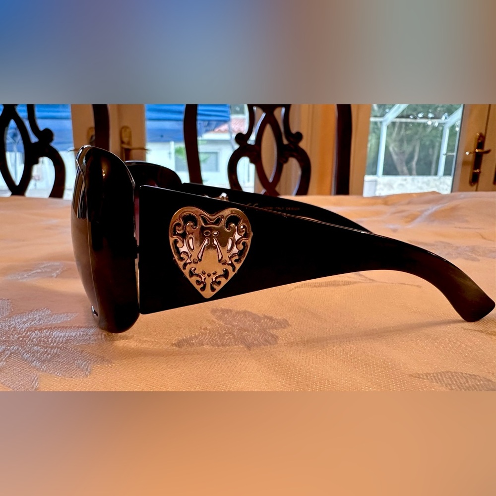 ITALY DESIGN, #ML2125 C2 59018-117-Heart Crest Black Sunglasses Dark Purple Lens - Picture 7 of 10